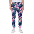 Pink Peony Floral Flower Pattern Print Joggers