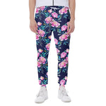 Pink Peony Floral Flower Pattern Print Scuba Joggers