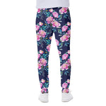 Pink Peony Floral Flower Pattern Print Scuba Joggers