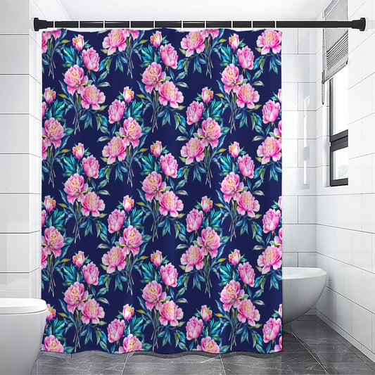 Pink Peony Floral Flower Pattern Print Shower Curtain