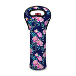 Pink Peony Floral Flower Pattern Print Single Neoprene Wine Tote
