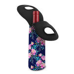 Pink Peony Floral Flower Pattern Print Single Neoprene Wine Tote