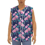 Pink Peony Floral Flower Pattern Print Sleeveless Baseball Jersey
