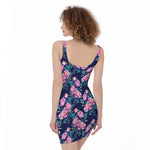 Pink Peony Floral Flower Pattern Print Sleeveless Bodycon Dress