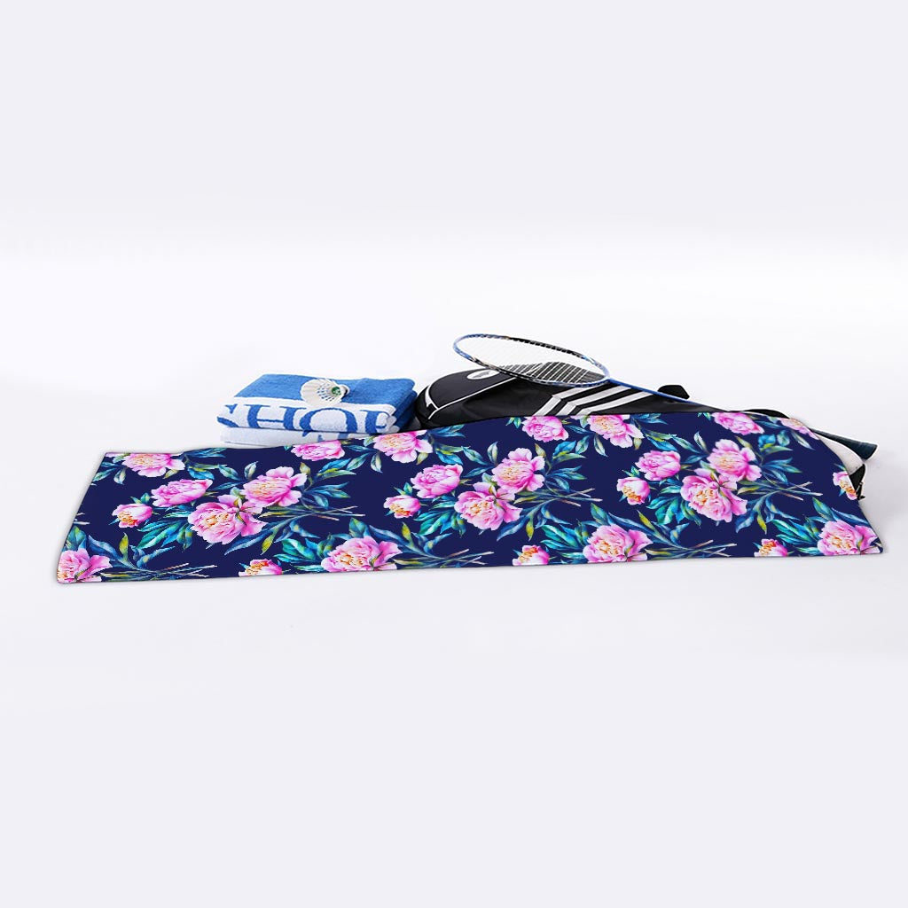 Pink Peony Floral Flower Pattern Print Sports Towel