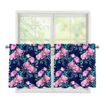 Pink Peony Floral Flower Pattern Print Tier Curtains