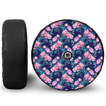 Pink Peony Floral Flower Pattern Print Tire Cover With Camera Hole