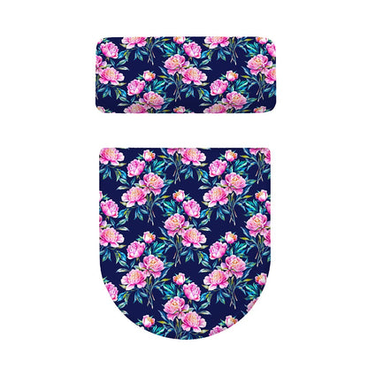 Pink Peony Floral Flower Pattern Print Toilet Lid And Tank Cover Set