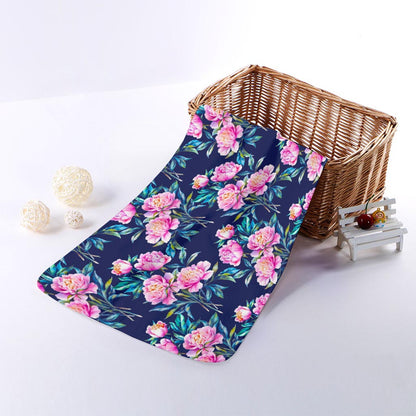 Pink Peony Floral Flower Pattern Print Towel