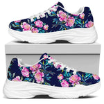 Pink Peony Floral Flower Pattern Print White Chunky Shoes