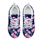 Pink Peony Floral Flower Pattern Print White Running Shoes