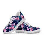 Pink Peony Floral Flower Pattern Print White Running Shoes