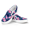 Pink Peony Floral Flower Pattern Print White Slip On Sneakers