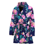 Pink Peony Floral Flower Pattern Print Women's Bathrobe