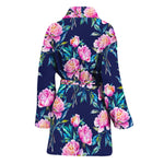 Pink Peony Floral Flower Pattern Print Women's Bathrobe