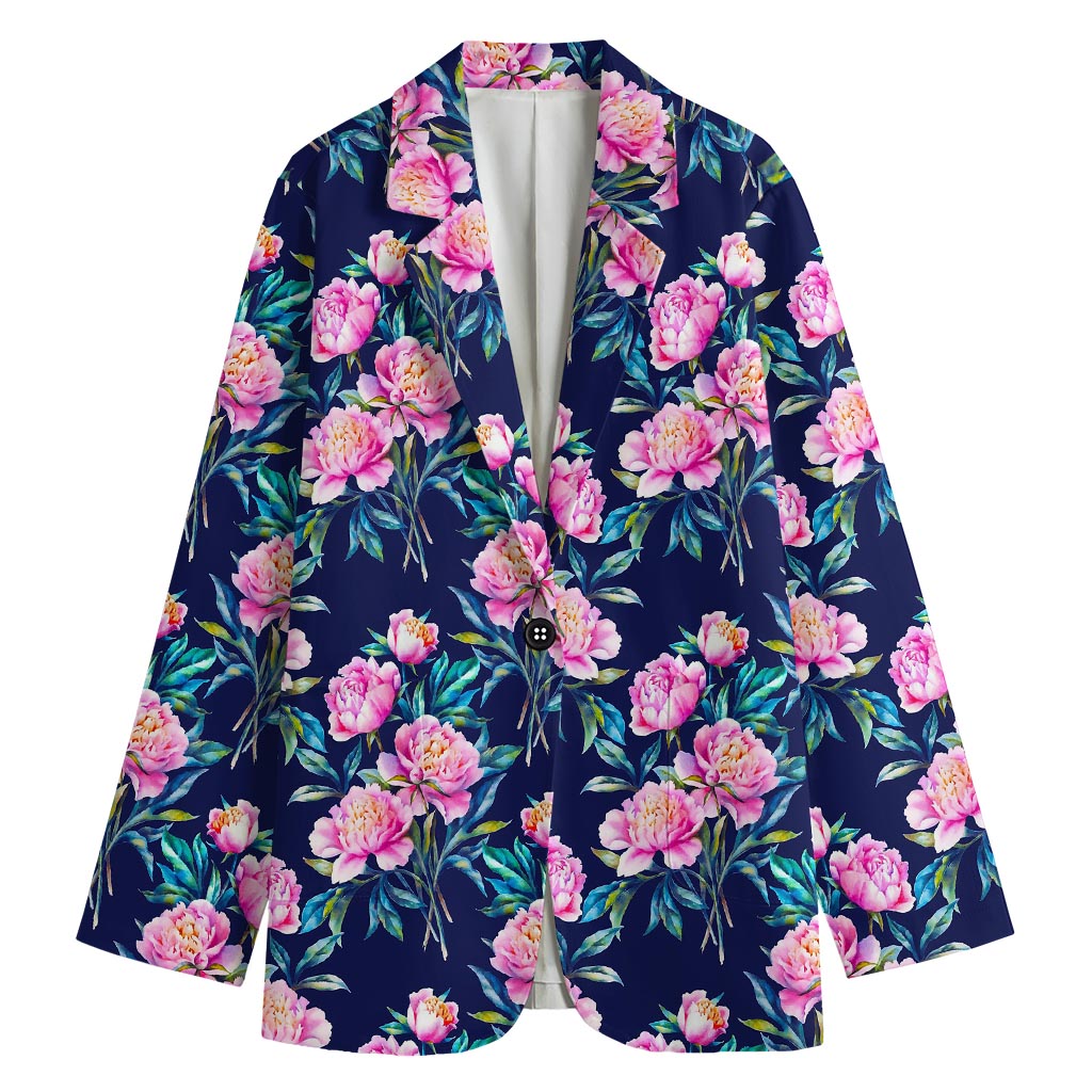 Pink Peony Floral Flower Pattern Print Women's Blazer