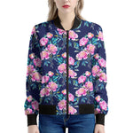 Pink Peony Floral Flower Pattern Print Women's Bomber Jacket