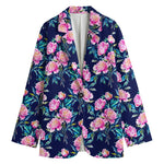 Pink Peony Floral Flower Pattern Print Women's Cotton Blazer