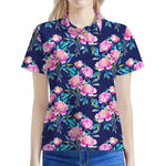 Pink Peony Floral Flower Pattern Print Women's Polo Shirt