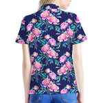 Pink Peony Floral Flower Pattern Print Women's Polo Shirt