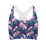 Pink Peony Floral Flower Pattern Print Women's Sports Bra