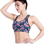 Pink Peony Floral Flower Pattern Print Women's Sports Bra