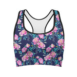 Pink Peony Floral Flower Pattern Print Women's Sports Bra