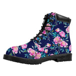 Pink Peony Floral Flower Pattern Print Work Boots