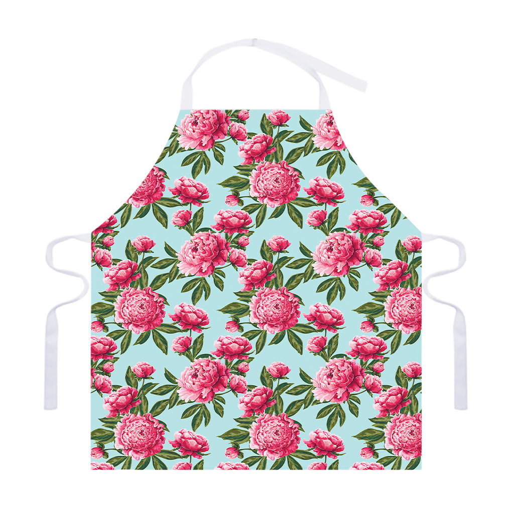 Pink Peony Pattern Print Adjustable Apron