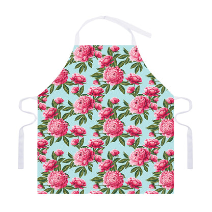 Pink Peony Pattern Print Adjustable Apron
