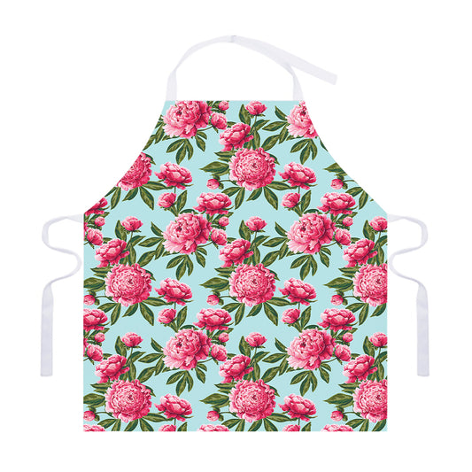 Pink Peony Pattern Print Adjustable Apron