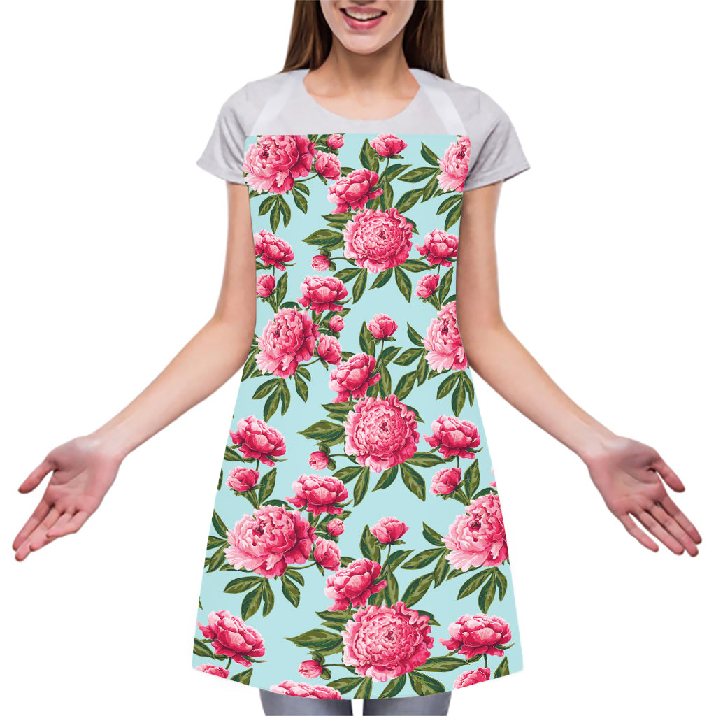 Pink Peony Pattern Print Adjustable Apron