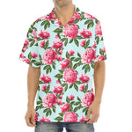 Pink Peony Pattern Print Aloha Shirt