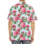 Pink Peony Pattern Print Aloha Shirt