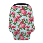 Pink Peony Pattern Print Baby Seat Cover