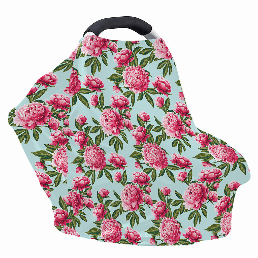 Pink Peony Pattern Print Baby Seat Cover