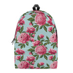 Pink Peony Pattern Print Backpack