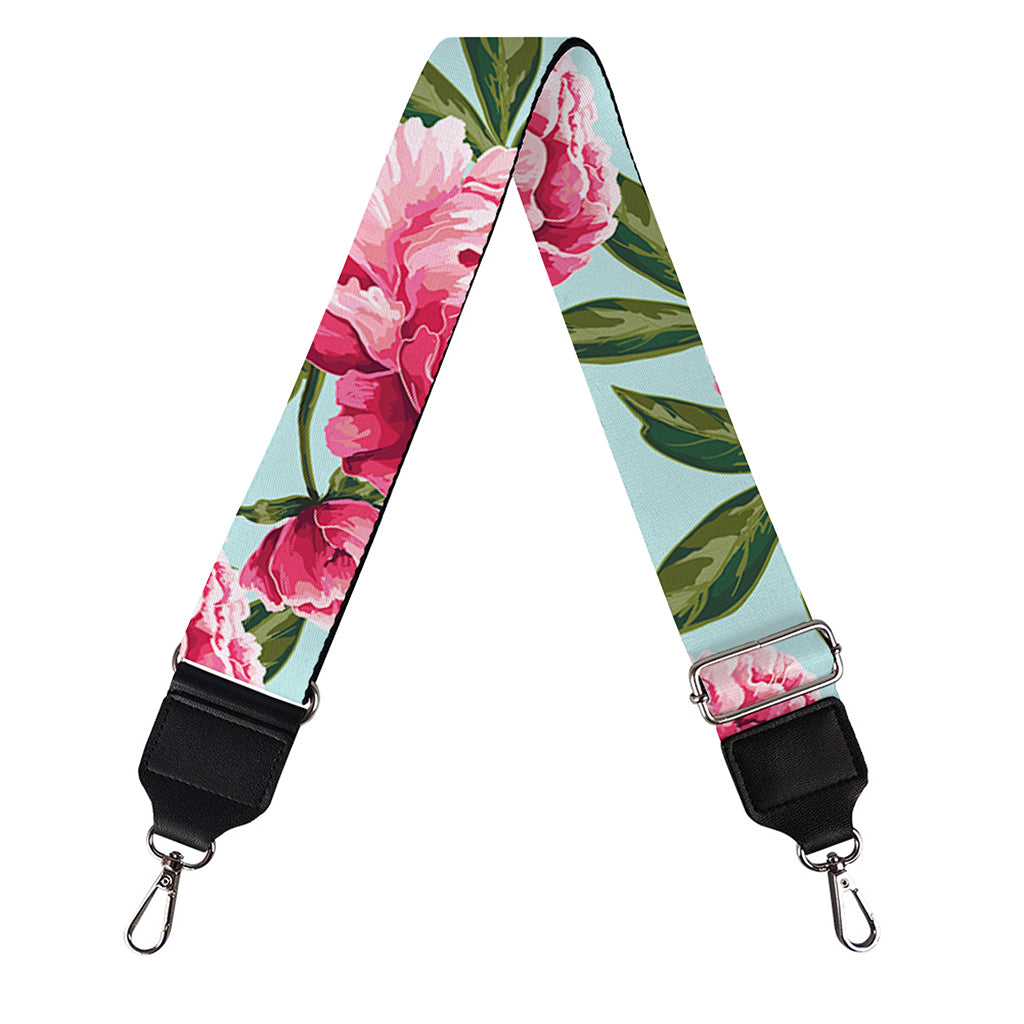 Pink Peony Pattern Print Bag Strap
