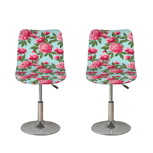 Pink Peony Pattern Print Bar Stool Covers