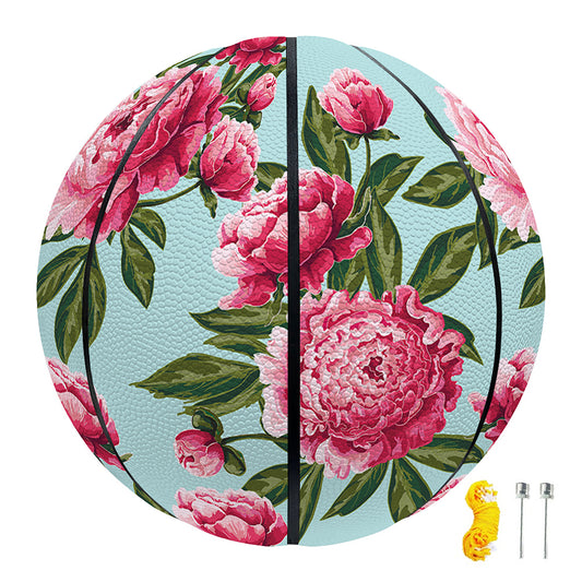 Pink Peony Pattern Print Basketball