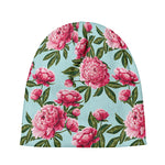 Pink Peony Pattern Print Beanie