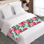 Pink Peony Pattern Print Bed Runner