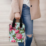 Pink Peony Pattern Print Bible Tote Bag