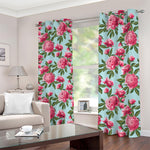 Pink Peony Pattern Print Blackout Grommet Curtains