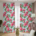 Pink Peony Pattern Print Dimout Pencil Pleat Curtains