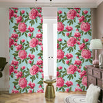 Pink Peony Pattern Print Blackout Pencil Pleat Curtains