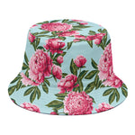Pink Peony Pattern Print Bucket Hat