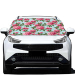 Pink Peony Pattern Print Car Windshield Snow Cover
