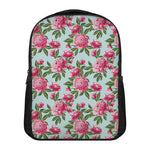 Pink Peony Pattern Print Casual Backpack