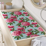 Pink Peony Pattern Print Changing Pad Cover